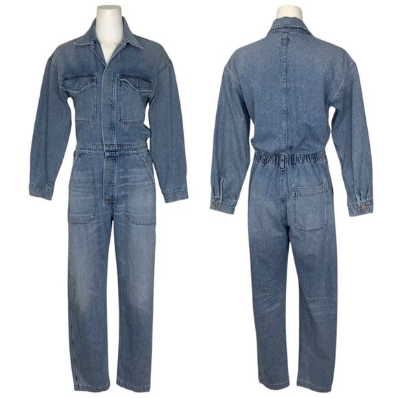 Citizens Of Humanity COH Marta Denim Jumpsuit S Monologue Blue Long Sleeve - Picture 1 of 14